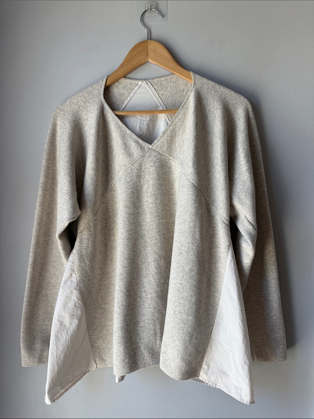 COS Cotton Yak Paneled Taupe Sweatshirt